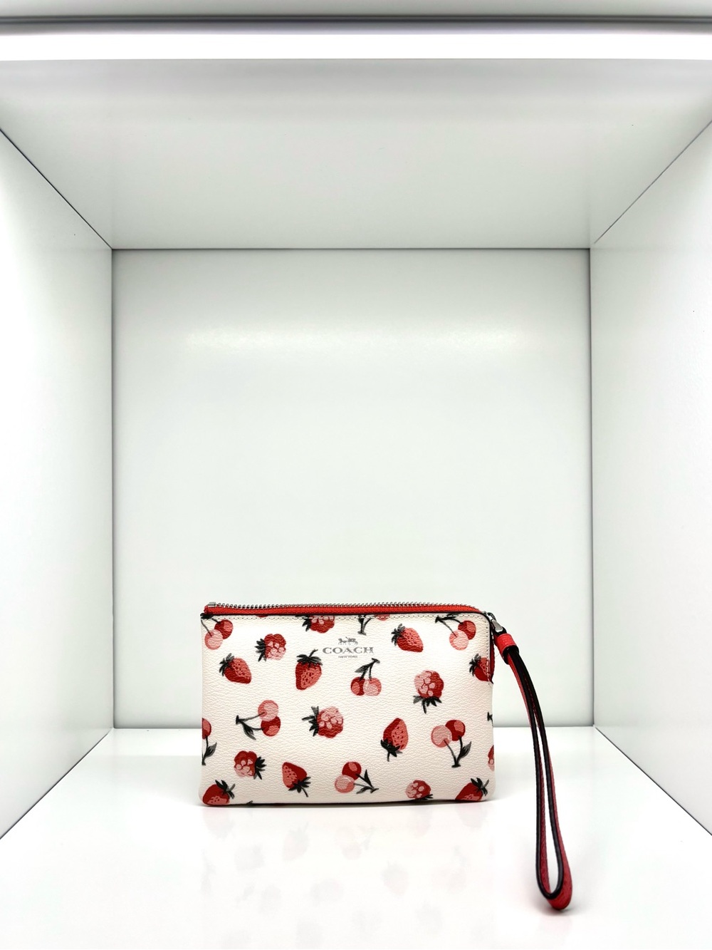 Coach Fruit Print Corner Zip Wristlet: Strawberry, Cherry and Raspberries